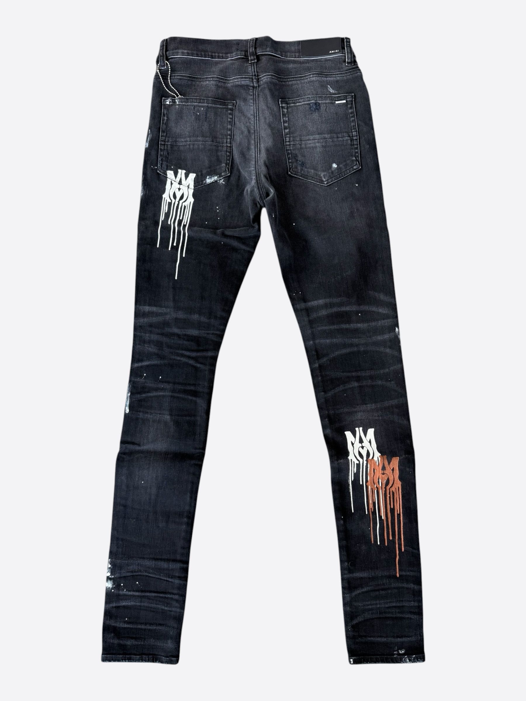 Amiri Amiri Aged Black Paint Drip MA Logo Jeans Size US 38 / EU 54 - 2 Thumbnail