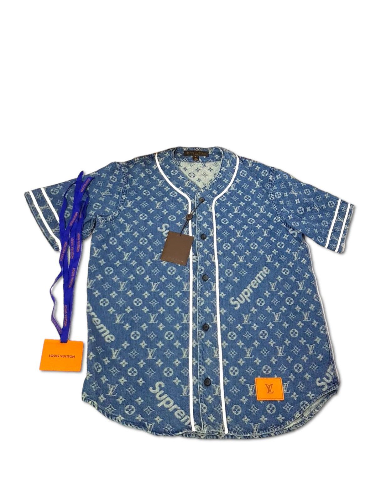 Louis Vuitton × Supreme Louis Vuitton X Supreme XS baseball Jersey Denim Monogram Size US XS / EU 42 / 0 - 1 Thumbnail
