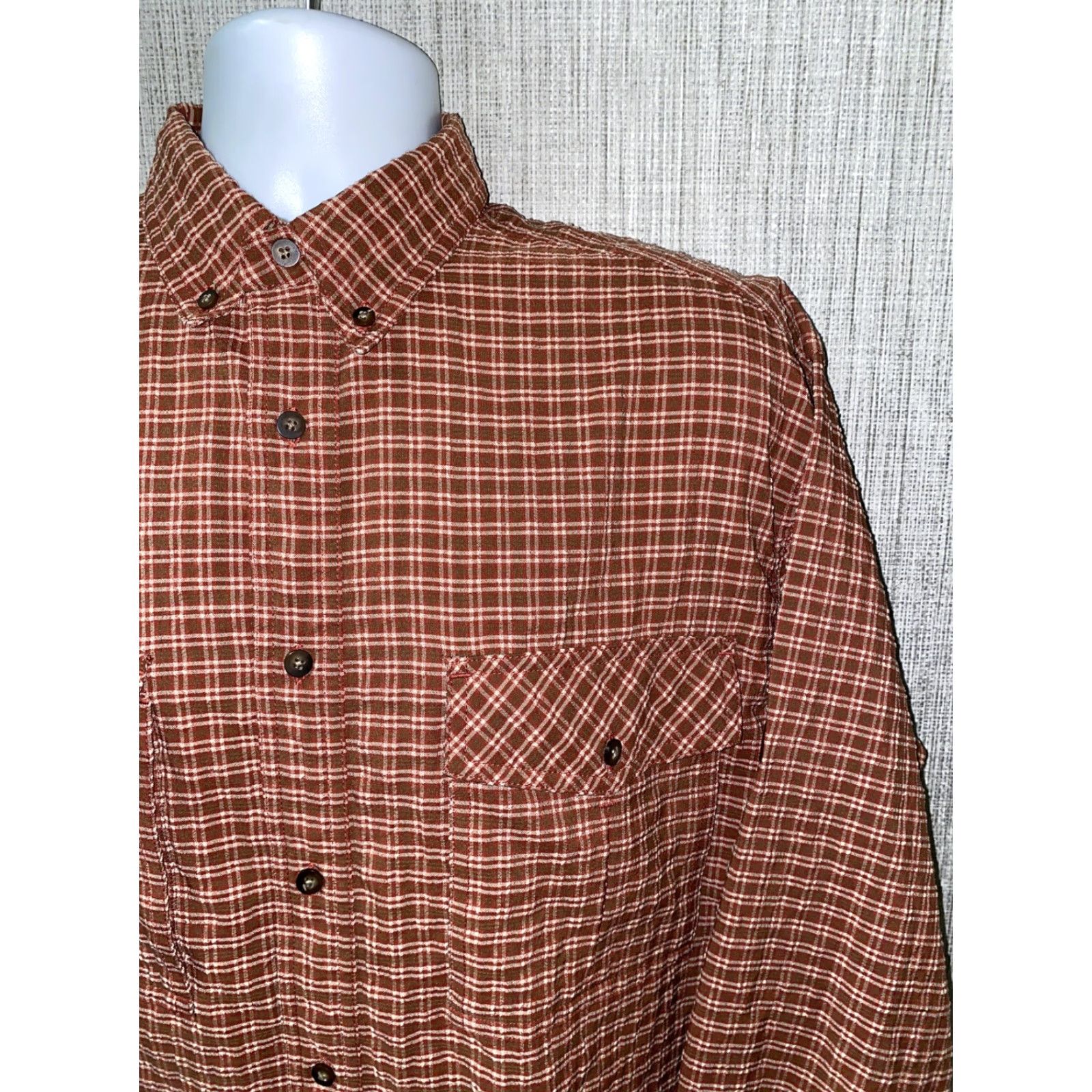The North Face The North Face Mens Red/Brown Checkered Long Sleeve Button-Up Shirt M Size US M / EU 48-50 / 2 - 2 Thumbnail