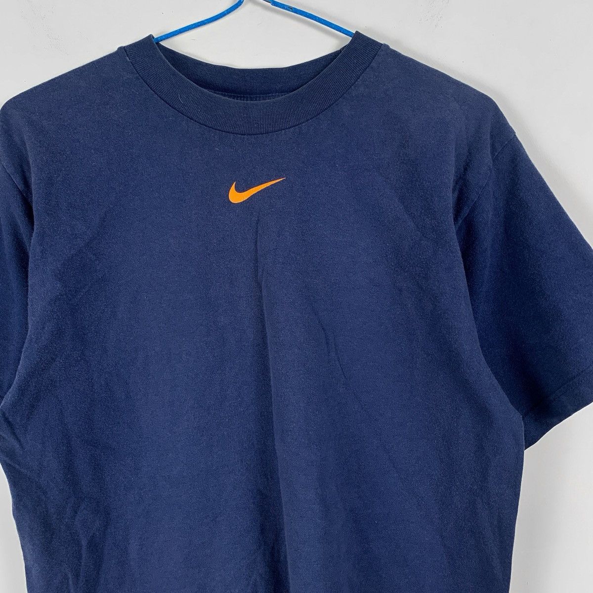 Nike × Vintage Vintage Nike Center Swoosh T-Shirt Blue Size US S / EU 44-46 / 1 - 2 Thumbnail