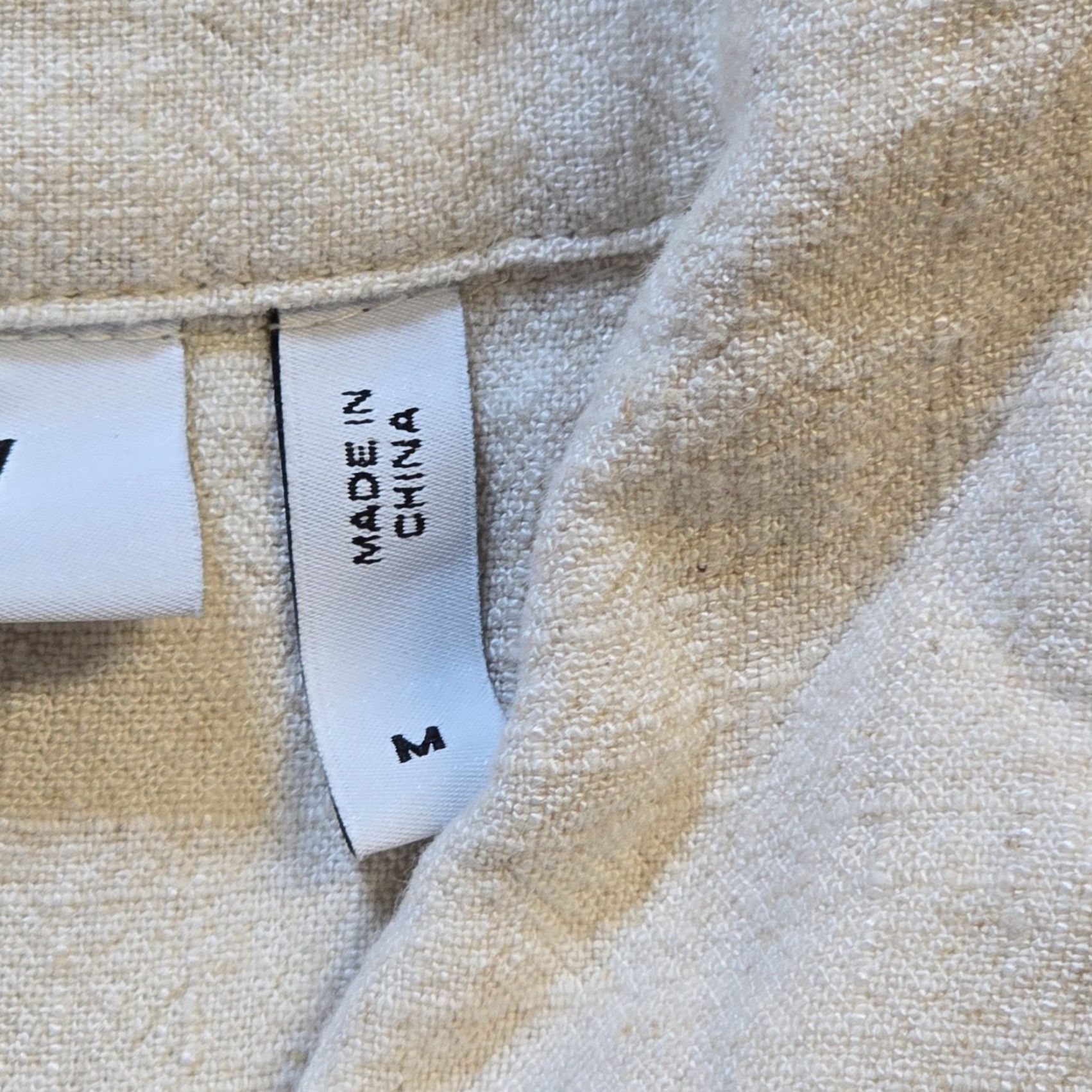 Weekday Weekday Shirt Dress Women M Beige Linen Button Up Casual Capsule Short Sleeve? Size M / US 6-8 / IT 42-44 - 5 Thumbnail