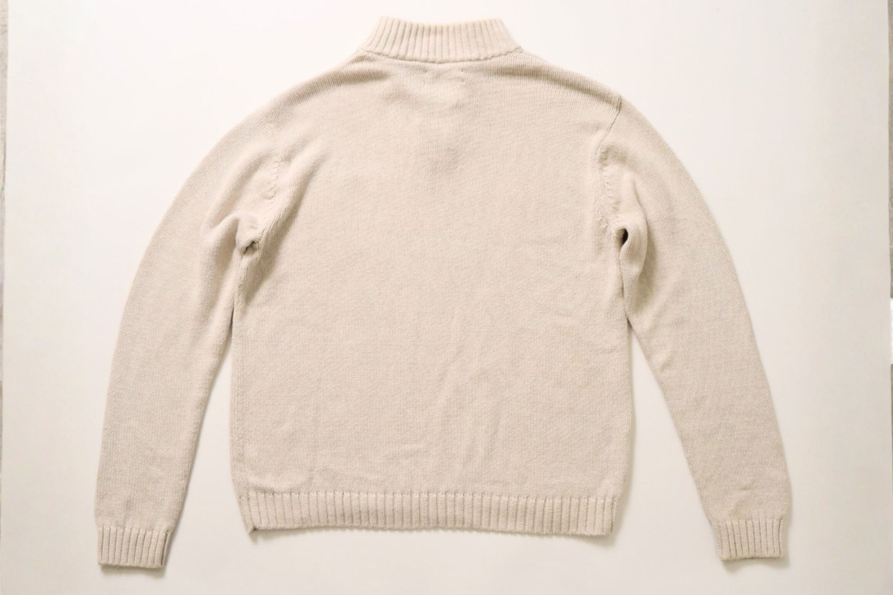 Chaps Ralph Lauren Vintage Beige Cotton Quarter Zip Knit (Medium) Size US M / EU 48-50 / 2 - 4 Thumbnail