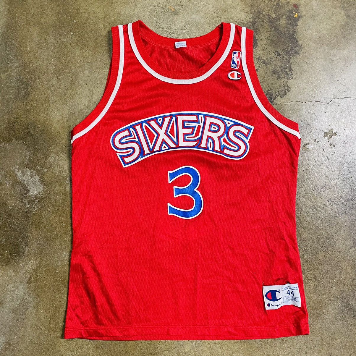 image of Vintage 90's Champion Iverson Rookie Jersey in Red, Men's (Size Large)