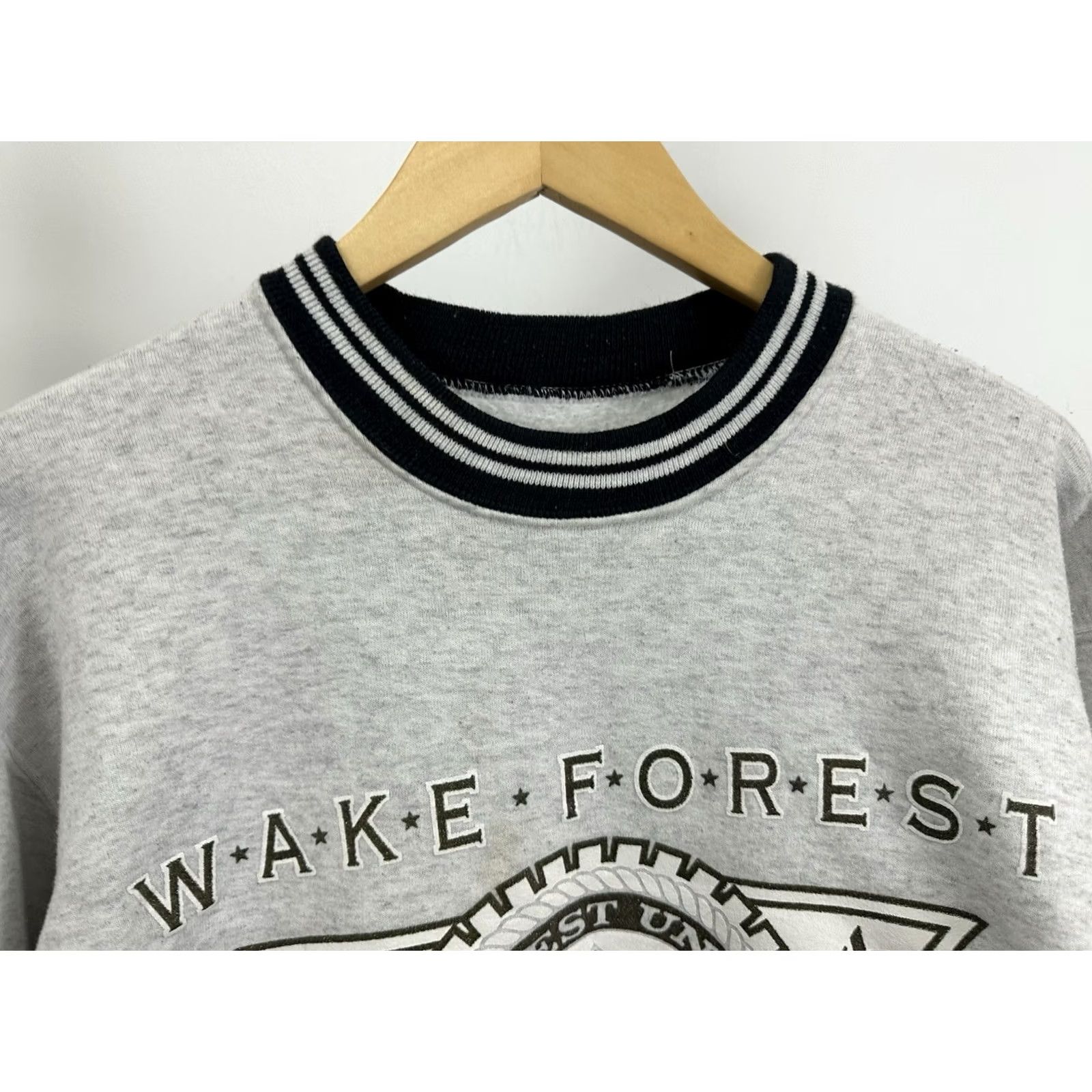 Vintage VTG 90s Wake Forest Demon Deacons Crest Ringer Sweatshirt Crewneck Sz M Men Heather Gray Nike Dodger Size US M / EU 48-50 / 2 - 4 Thumbnail