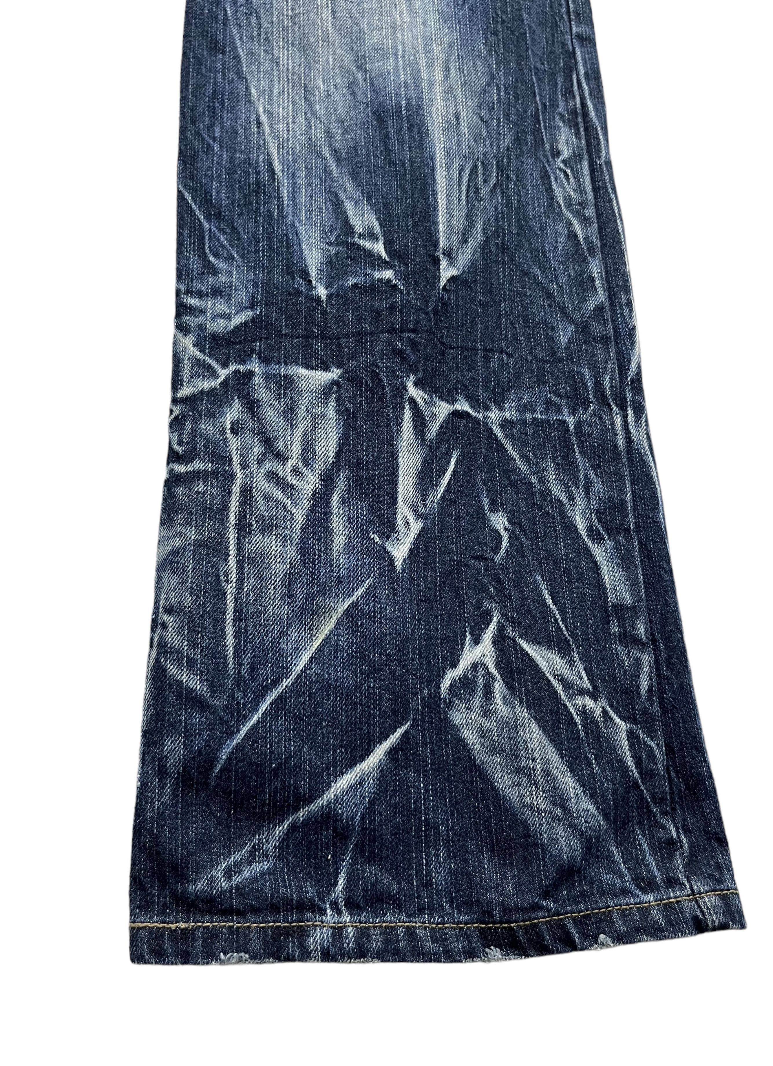 Seditionaries FYE🔥Vtg 90’s TRIXY Punk Studded Acid Wash Blue Flare Denim Size US 33 - 20 Thumbnail