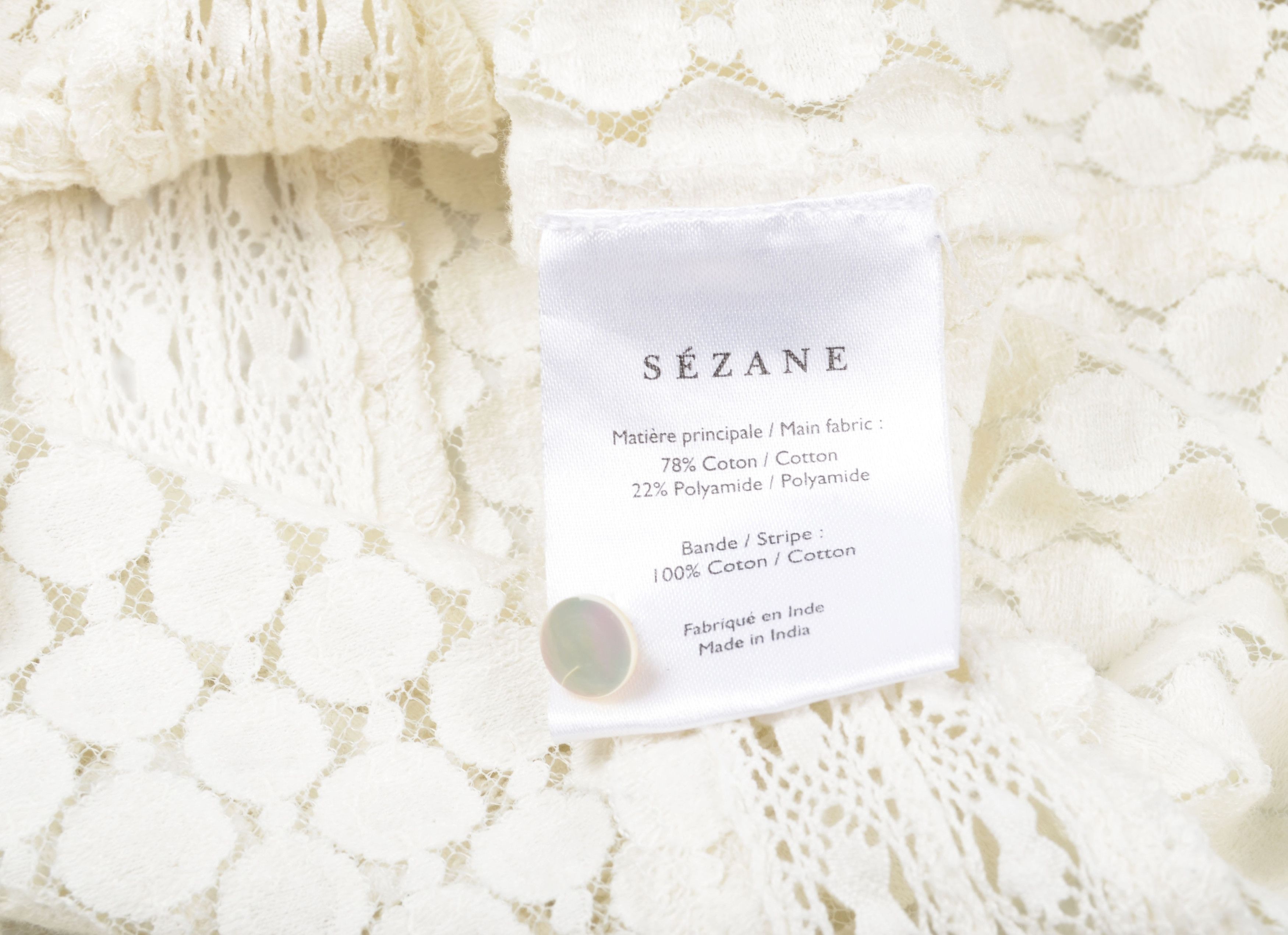 Sezane Sezane Milky Cottagecore Gepure Lace Blouse Top Size XS / US 0-2 / IT 36-38 - 8 Thumbnail