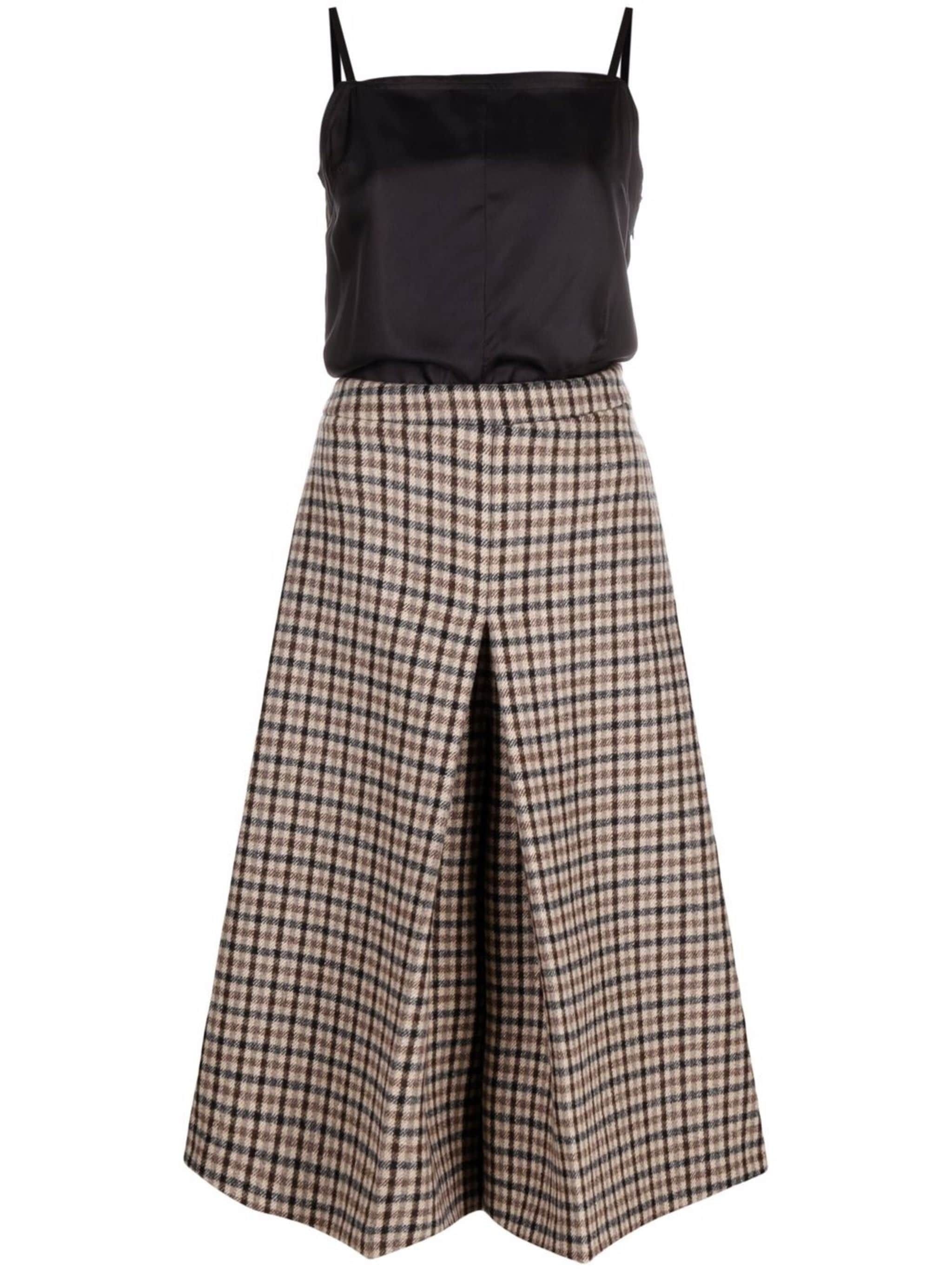 image of Maison Margiela O1W1Db10324 Midi Dress In Black/beige, Women's (Size Small)