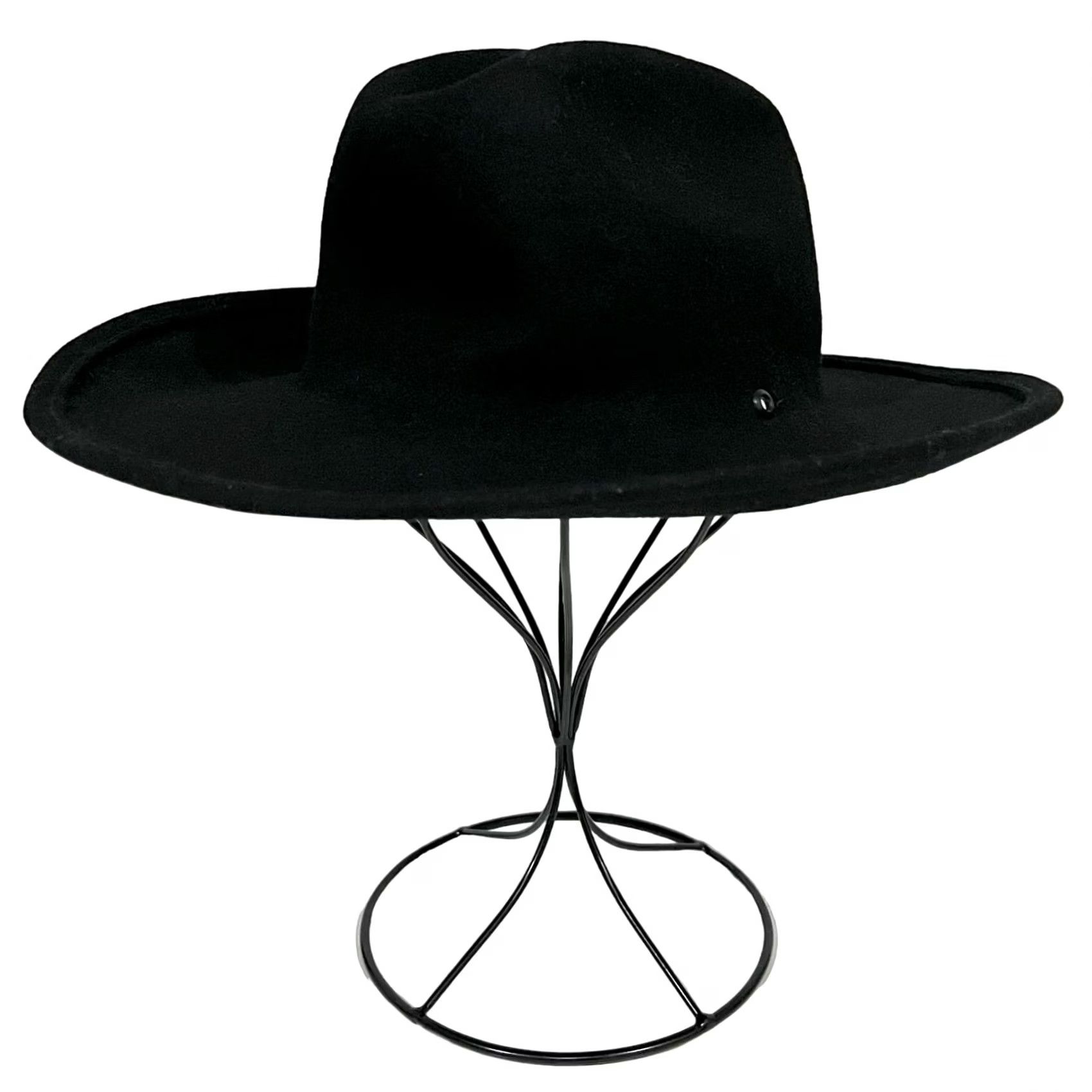 Vintage Nobu Creations Women’s Wool Hat Western Solid Black Wide Brim Fedora Felt One Size Black Womens Western Wool Hat Size ONE SIZE - 3 Thumbnail