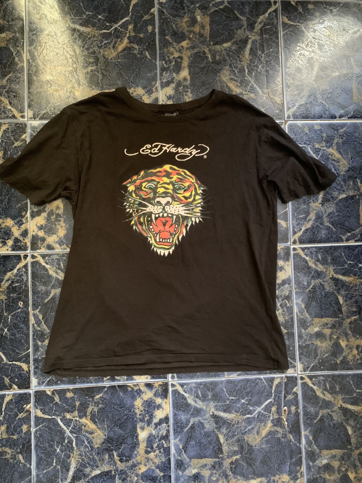 Ed Hardy Ed Hardy Tiger Print T Shirt By Christian Audigier Black Size US XL / EU 56 / 4 - 1 Thumbnail
