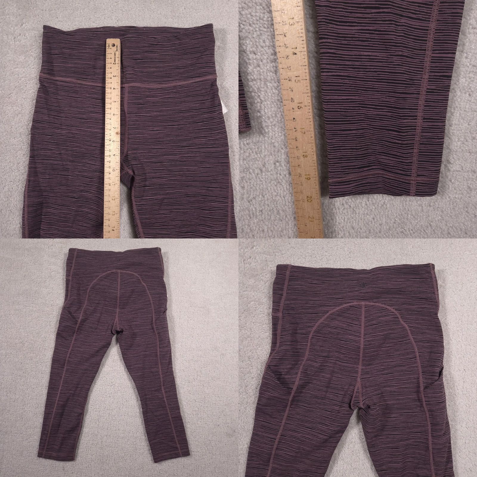 Athleta Athleta Capri Leggings Womens Small Purple Stripe Ultimate Capri Athletic Yoga Size 28" / US 6 / IT 42 - 8 Thumbnail