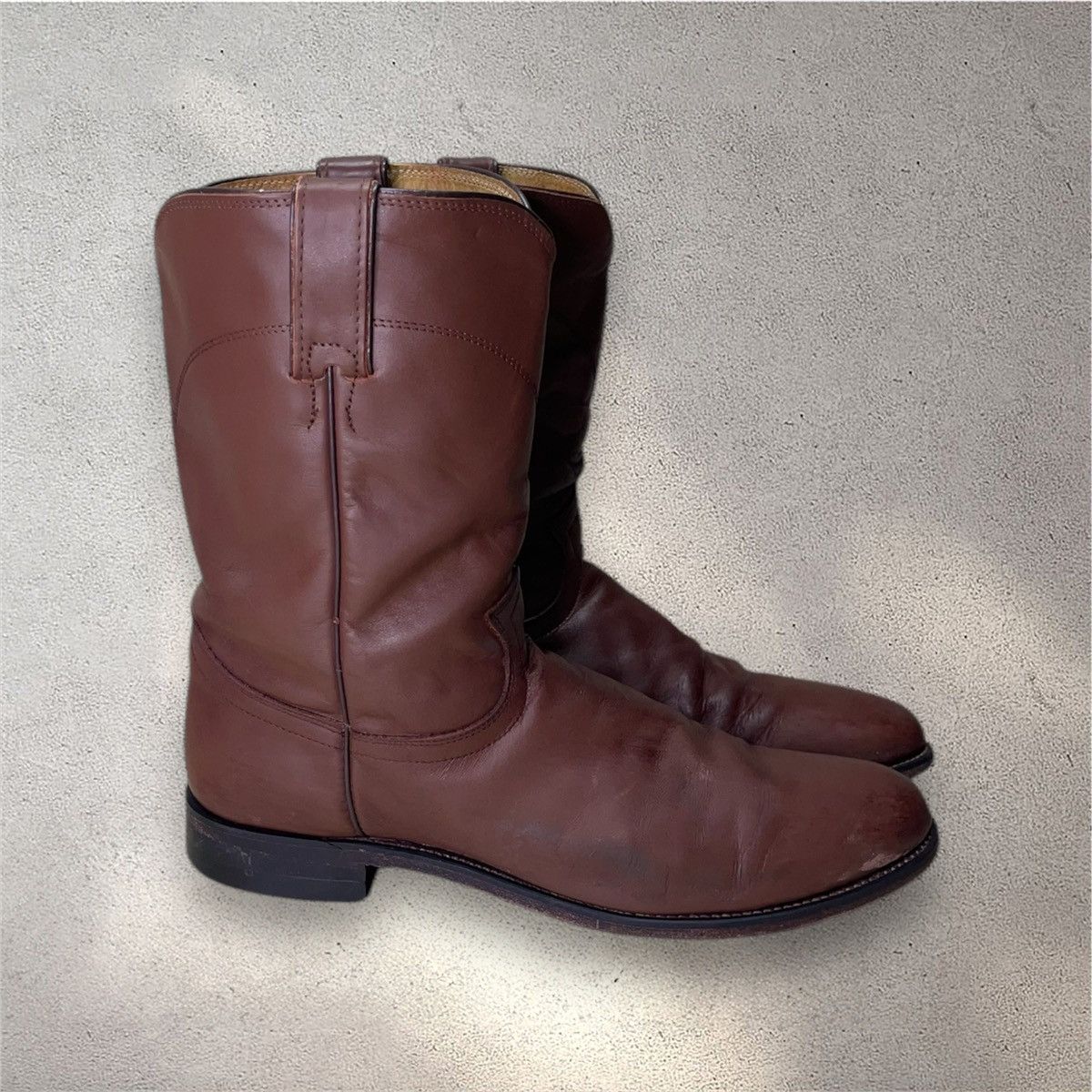 Justin Justin Classic Roper Brown Leather Western Boots | Grailed