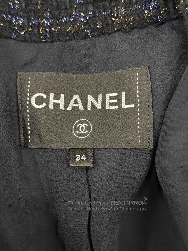 Chanel Chanel Black and blue fine glitter tweed jacket Size XXS / US 00 / IT 34 - 4 Thumbnail