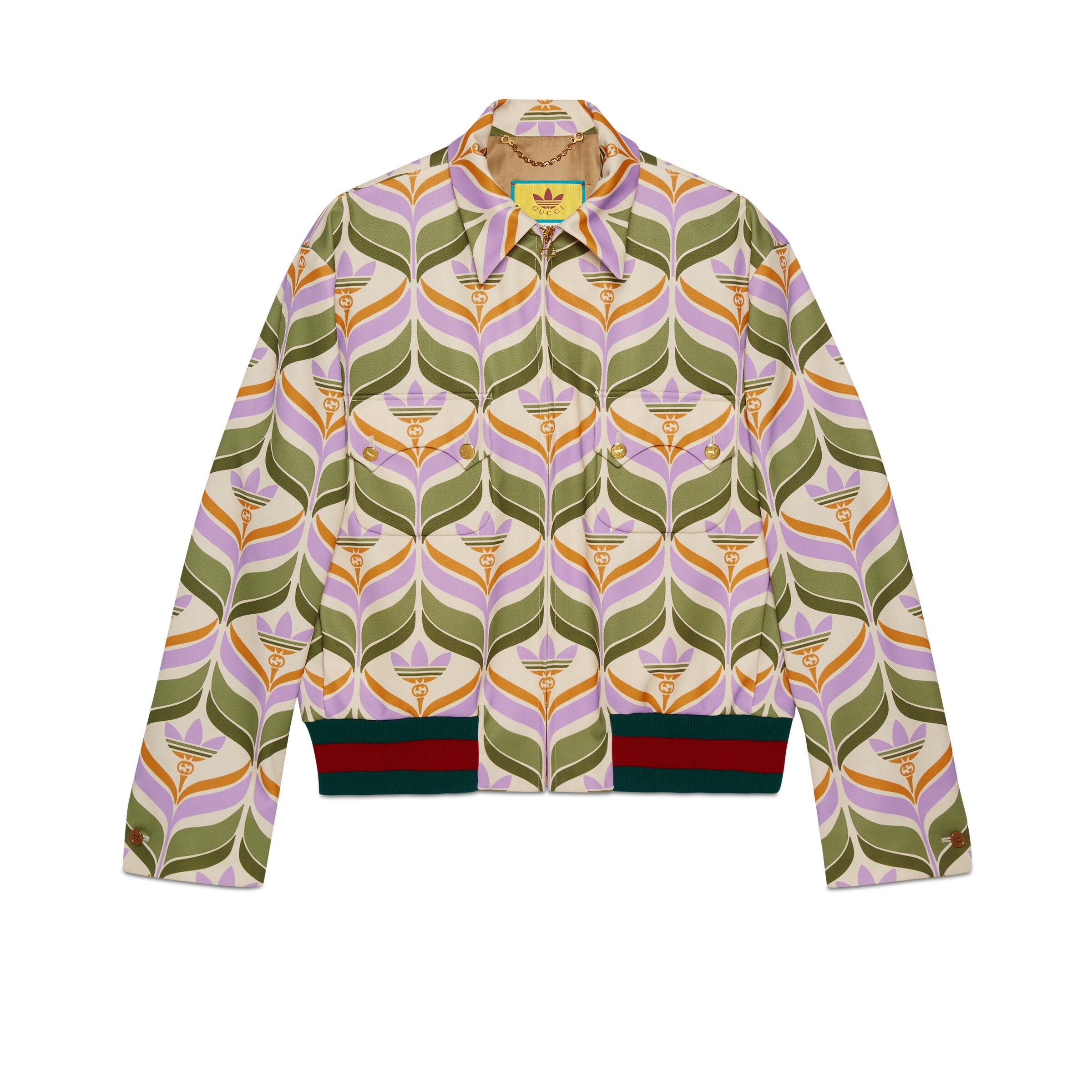 Gucci size 50 L - Gucci adidas Trefoil Print Jacket Green Ivory Size US L / EU 52-54 / 3 - 1 Thumbnail