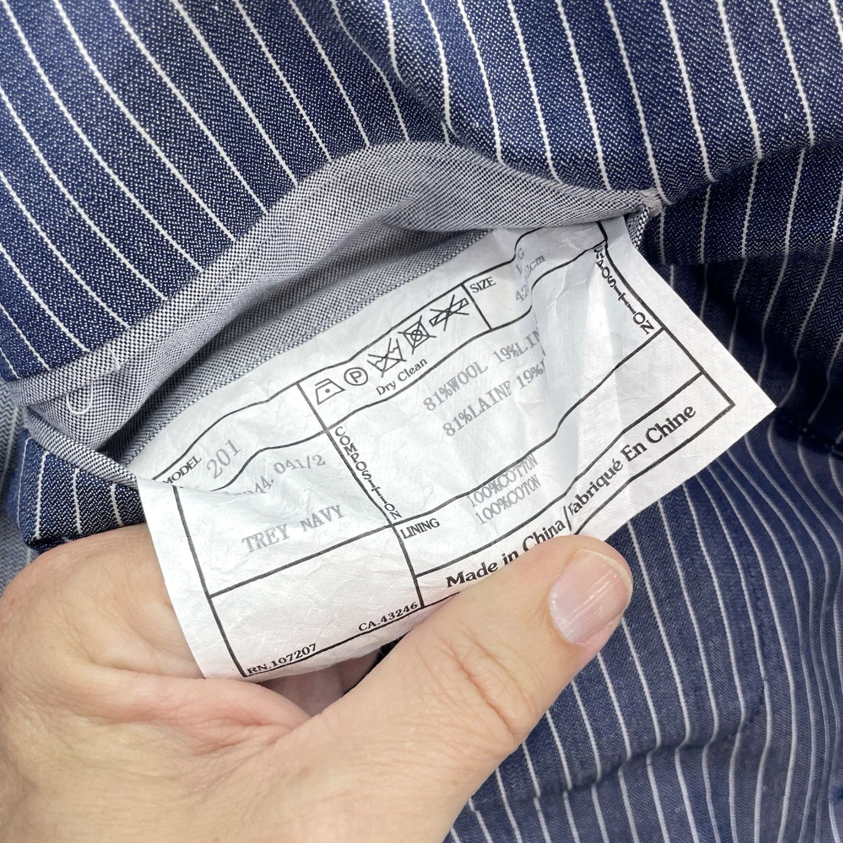 Vintage Scott james Blazer Men Jacket Coat Linen Wool 42L Two-Button Notch Lapel Striped Regular Fit Blue Chest 44 Double-Vented Dry Clean Only Vintage No Size 42R - 6 Thumbnail