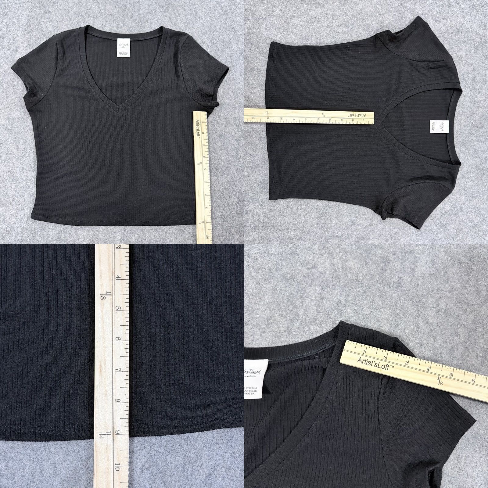 destin Destined Casual Stretch Ribbed Pullover Shirt Top Fits Women's Size Medium Black Size M / US 6-8 / IT 42-44 - 8 Thumbnail