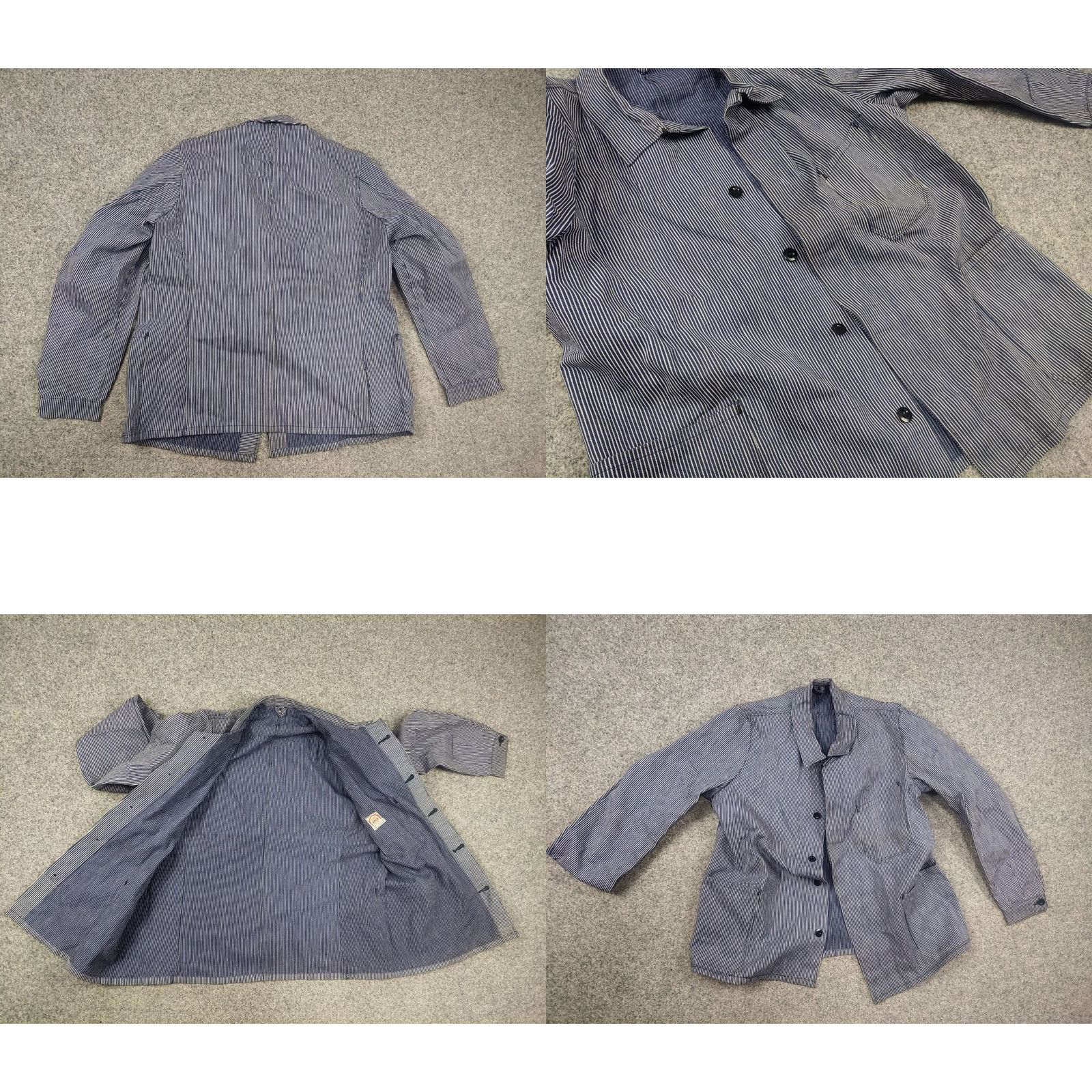 Vintage VINTAGE sanforized France Cotton Blue Canvas Chore Jacket - 1960s Deadstock Striped Pocket Workwear L Men’s Blues Decade 1960s Size US L / EU 52-54 / 3 - 9 Thumbnail