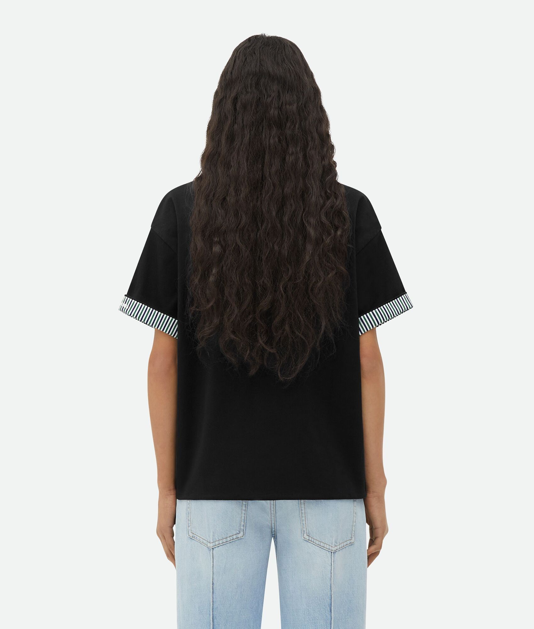 Bottega Veneta o1n1vont0325 Double Layer Striped Cotton T-Shirt in Black Size XS / US 0-2 / IT 36-38 - 3 Thumbnail