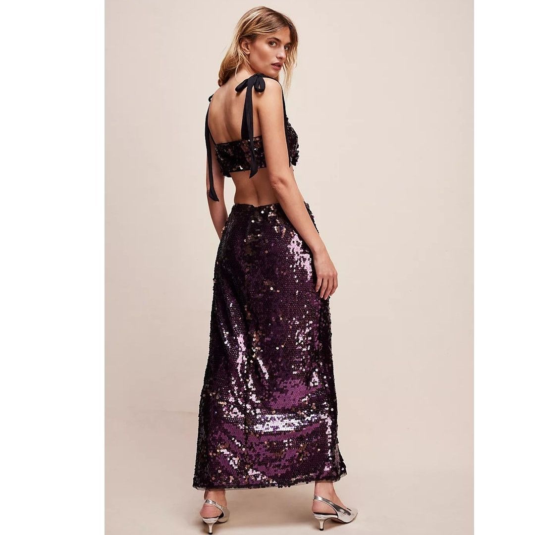 Free People New FREE PEOPLE Star Bright Maxi Skirt Set SEQUINED $198 Size 27" / US 4 / IT 40 - 3 Thumbnail