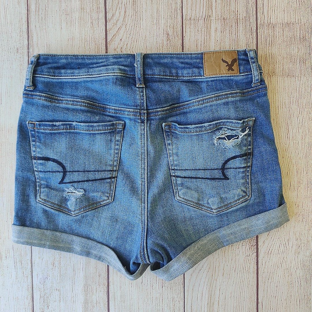 American Eagle Outfitters Super Hi-Rise Shortie cuffed denim shorts 4 Size 27" / US 4 / IT 40 - 2 Thumbnail
