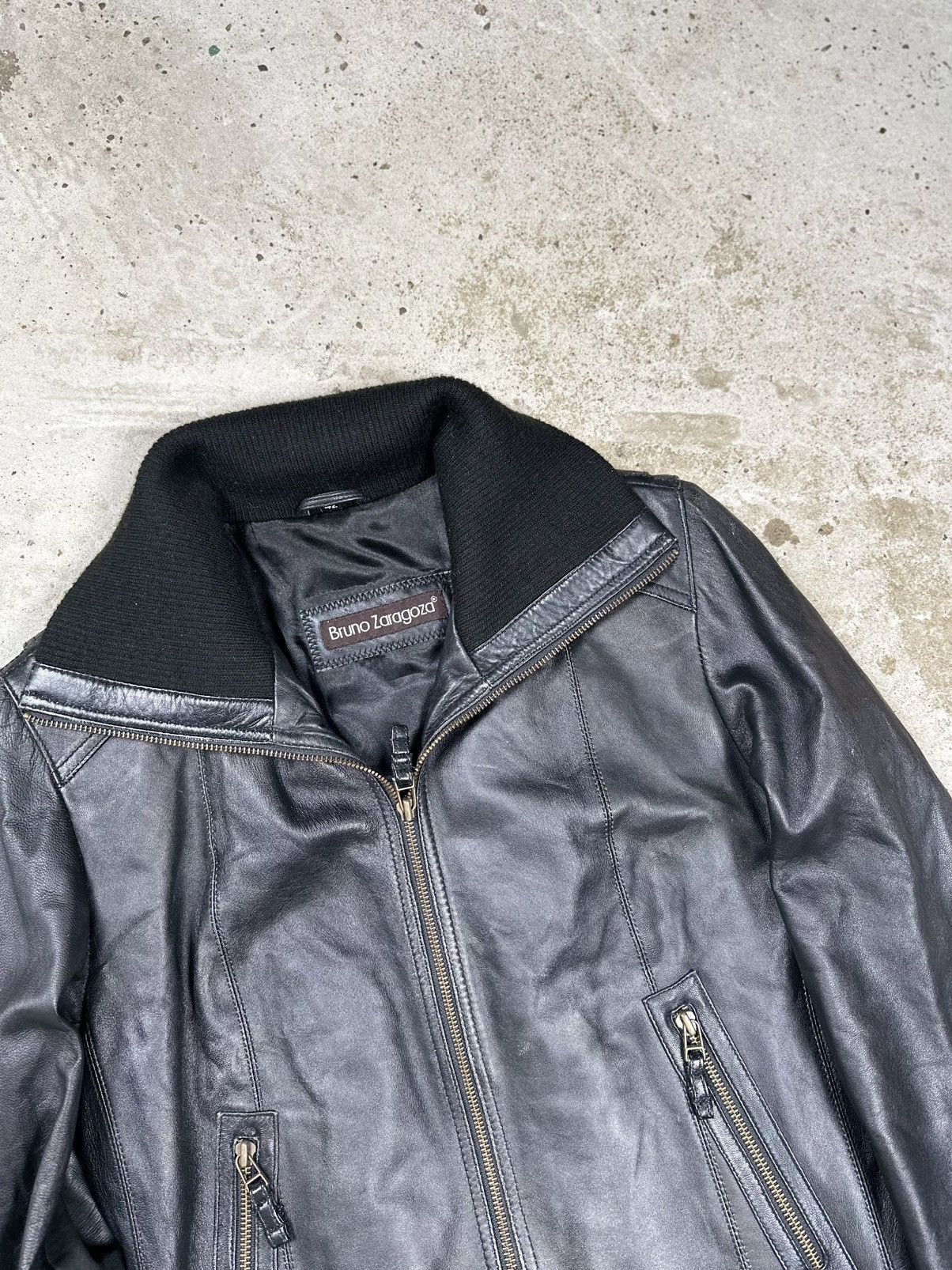 Japanese Brand × Vintage Vintage Y2K Black Genuine Leather Bomber Jacket Size US S / EU 44-46 / 1 - 6 Thumbnail
