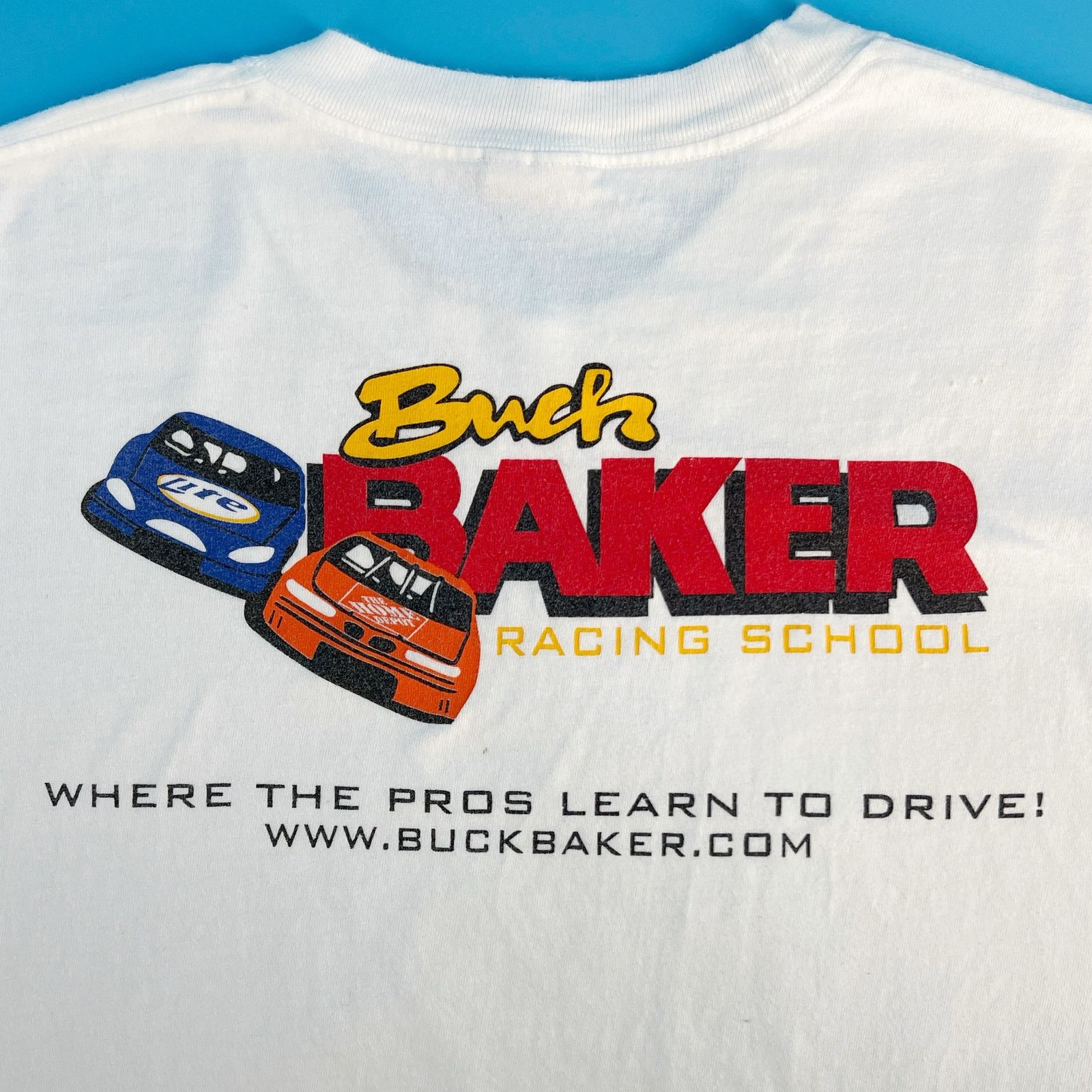 Hanes × Vintage 90s Buck Baker Racing School tshirt 1990s vintage Size US XL / EU 56 / 4 - 1 Thumbnail