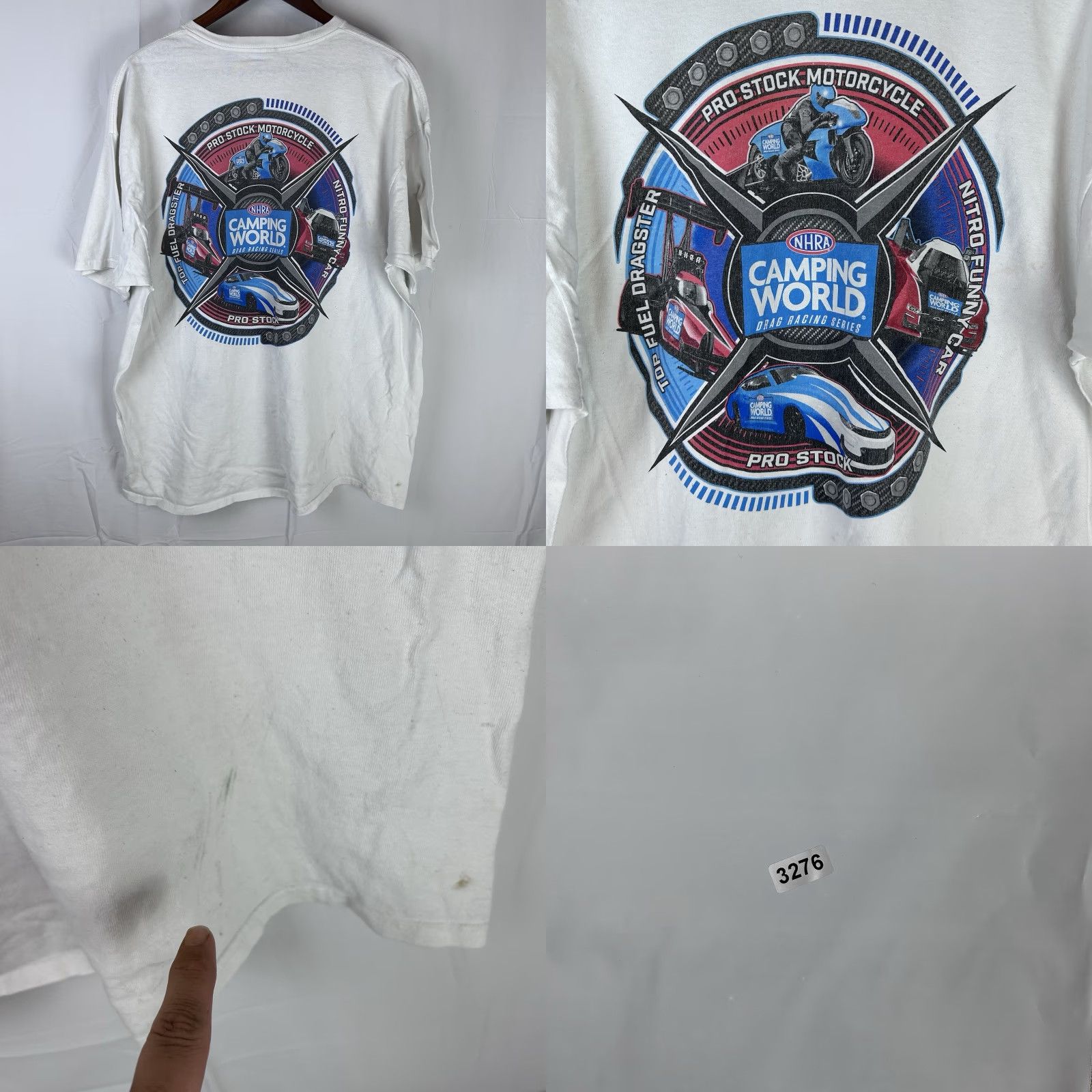 Gildan VINTAGE White NHRA Camping World Drag Racing Series Gildan Shirt 2XL Men Short Sleeve Graphic Print Cars Sports Racing Flaw Size US XXL / EU 58 / 5 - 8 Thumbnail
