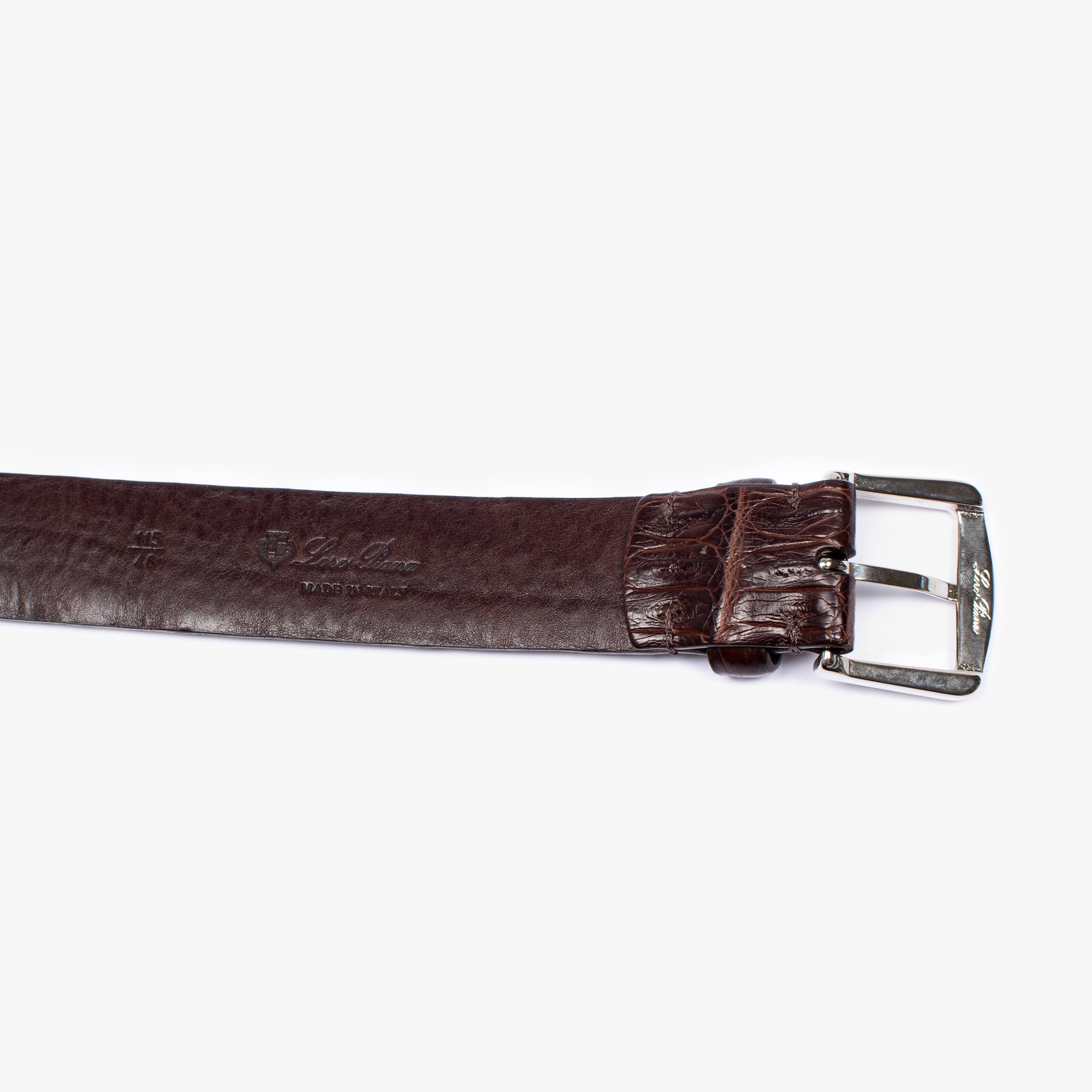 Loro Piana LORO PIANA BROWN CROCODILE BELT Size 46 - 5 Thumbnail