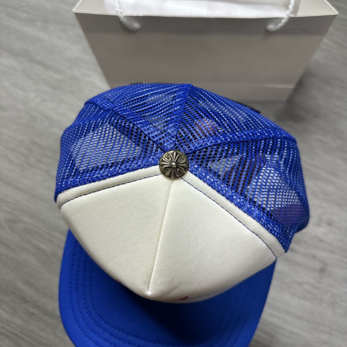 Chrome Hearts Chrome Hearts Trucker Hat Eye Chart Blue Size ONE SIZE - 3 Thumbnail