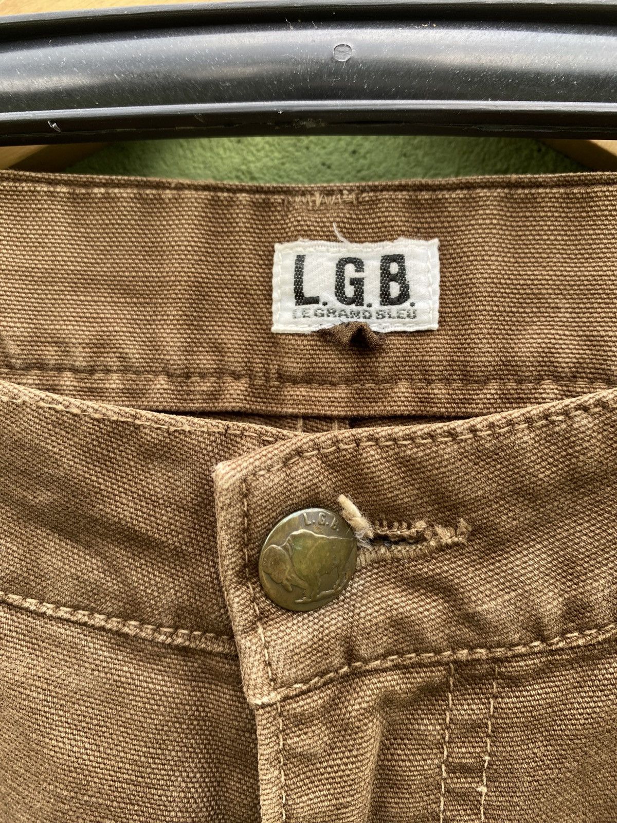 Le Grande Bleu (L.G.B.) L.G.B. Brown Canvas Pants Utility Cargo Pocket & Distress Size US 31 - 8 Thumbnail