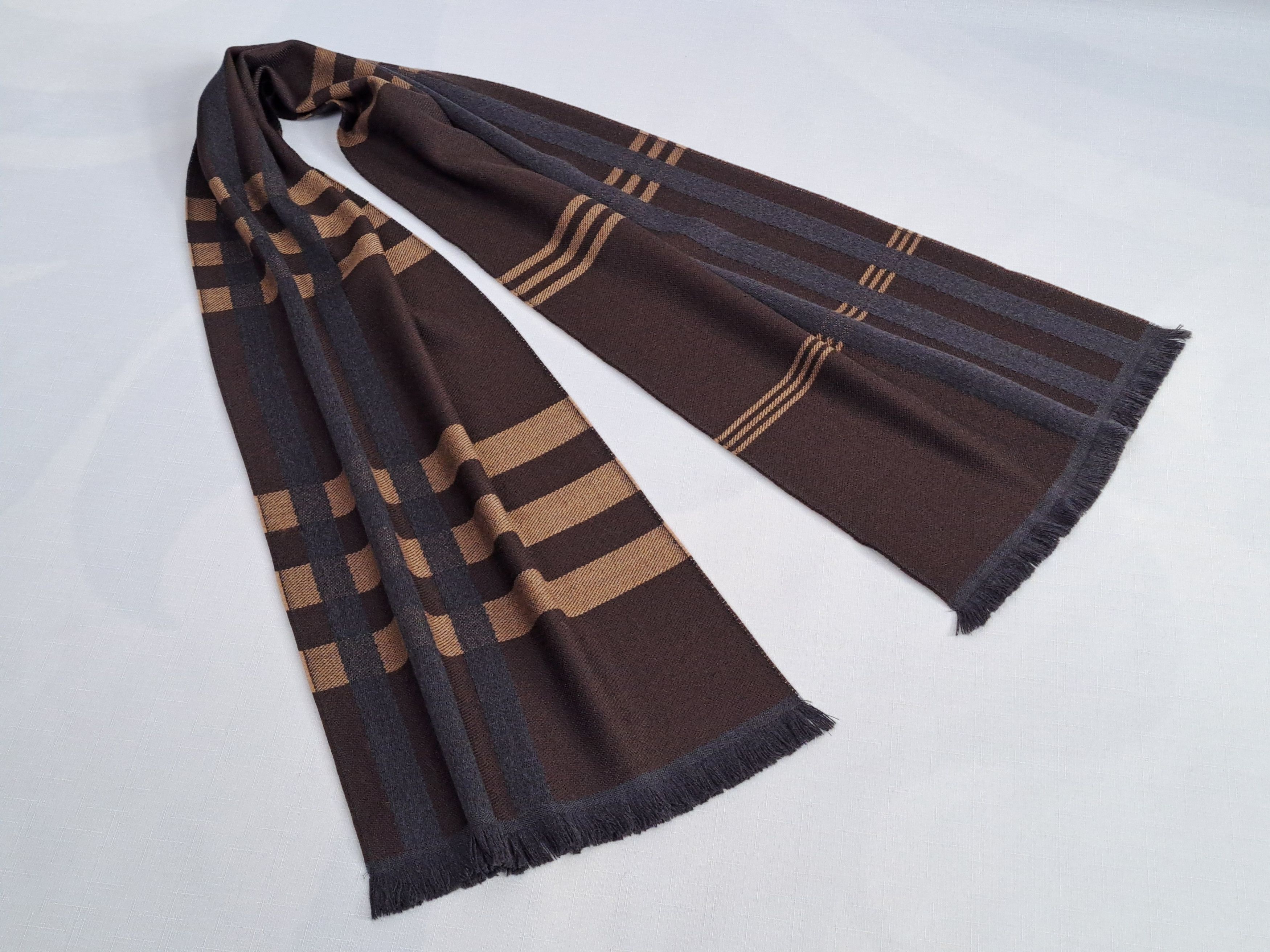 Ermenegildo Zegna ERMENEGILDO ZEGNA stripe fringed wool scarf. Size ONE SIZE - 5 Thumbnail