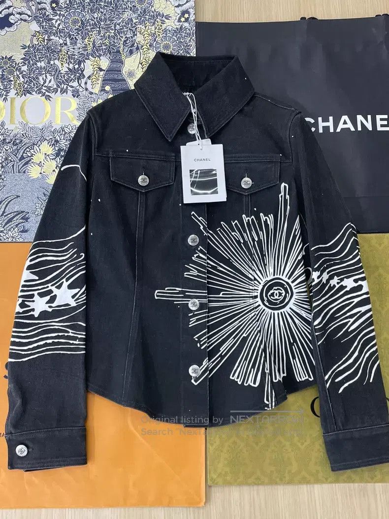 Chanel Chanel Black and gray graffiti denim jacket Size XS / US 0-2 / IT 36-38 - 1 Thumbnail