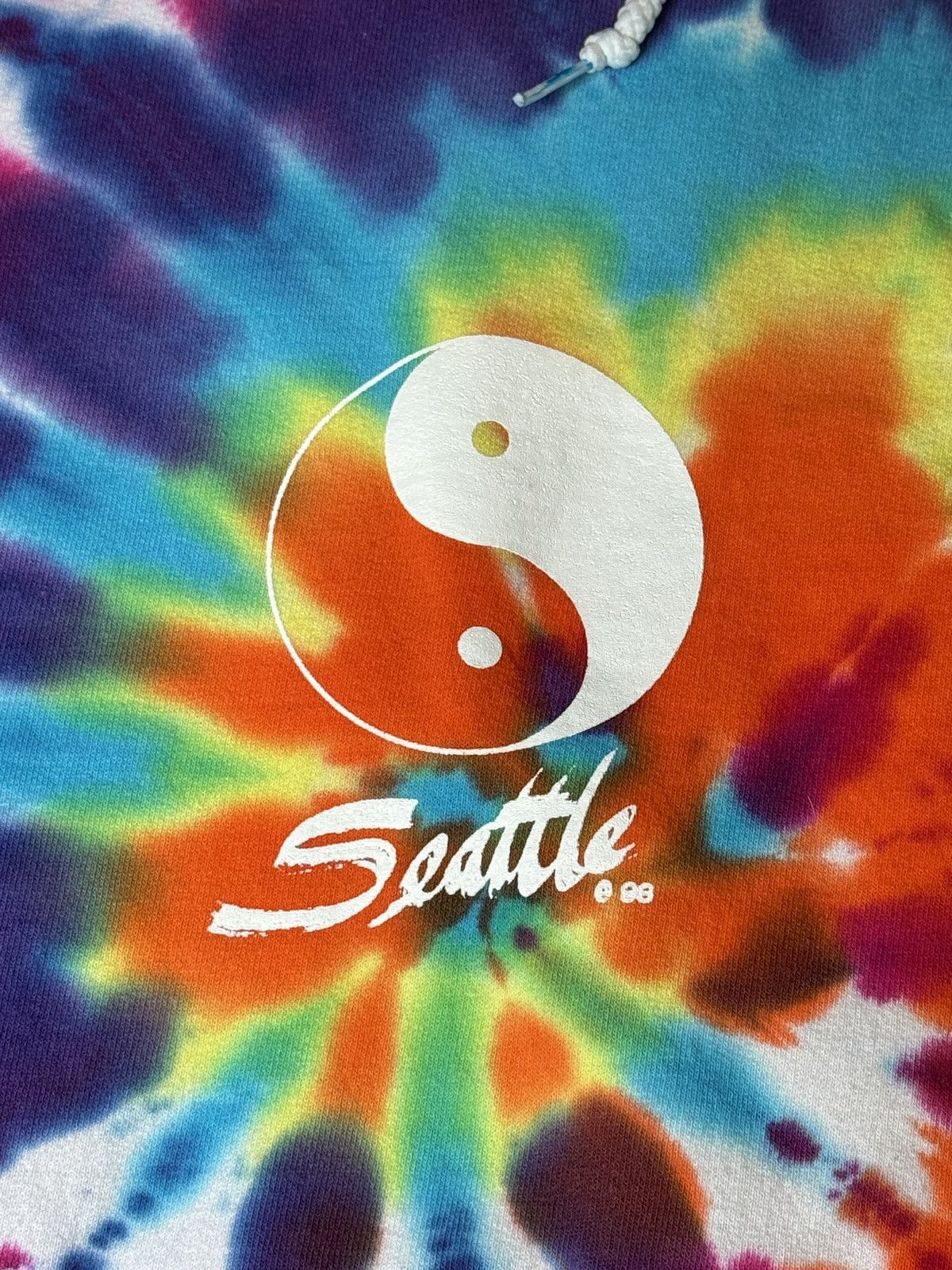 Hanes × Vintage Vintage 90s Tie Dye Seattle Yin Yang Hippie Hipster Hoodie Size US M / EU 48-50 / 2 - 3 Thumbnail