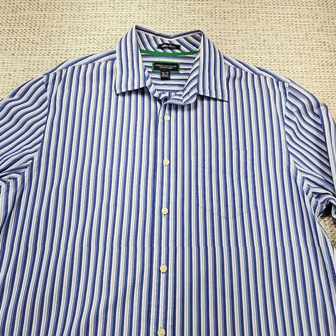 American Eagle Outfitters AEO Blue Issue Button Up Shirt Mens XL Long Sleeve Striped Casual Button-Up Size US XL / EU 56 / 4 - 4 Thumbnail