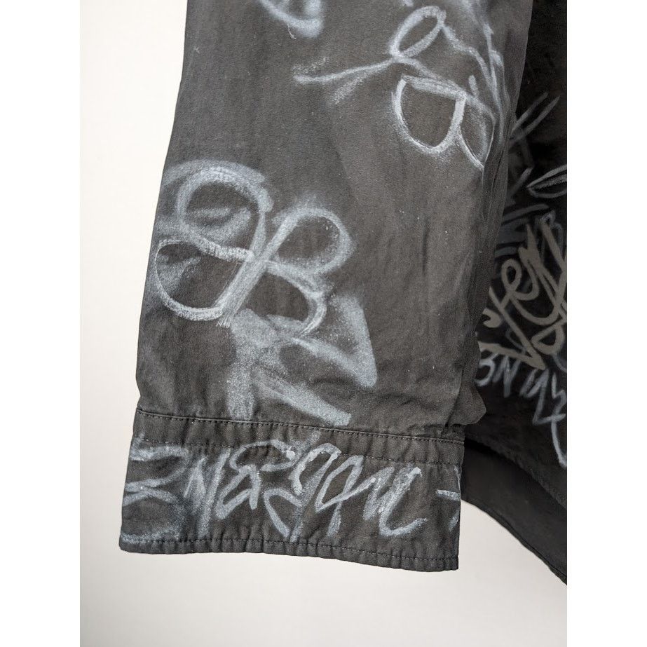 Balenciaga o1rshd1 Cotton Poplin Graffiti Oversized Shirt in Black Size US L / EU 52-54 / 3 - 7 Thumbnail