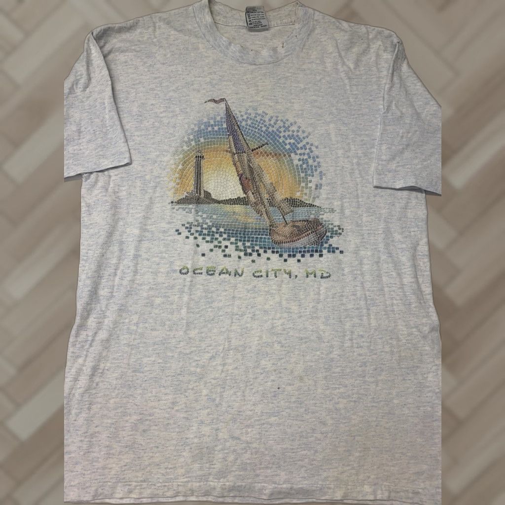 Vintage VINTAGE Cal Cru Ocean City MD T Shirt L Blue Grey Mens Regular Crew Neck Short Sleeve #493 Size US L / EU 52-54 / 3 - 1 Thumbnail