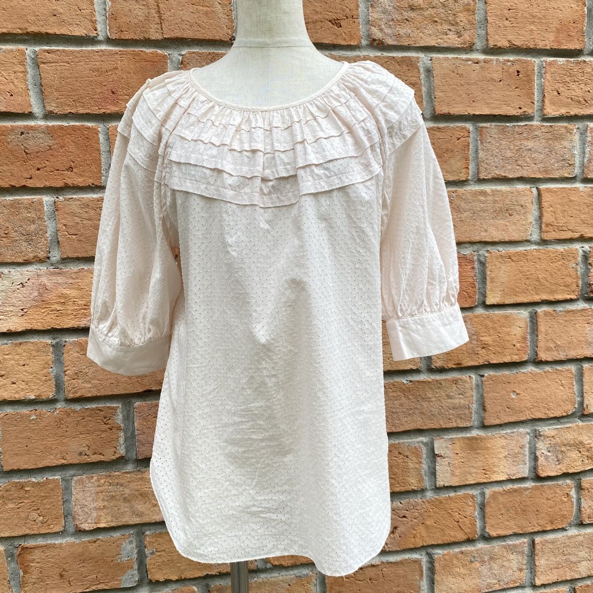Loewe Loewe Light Pink Ruffle Front Blouse with 3/4 Sleeves Size XS / US 0-2 / IT 36-38 - 18 Thumbnail