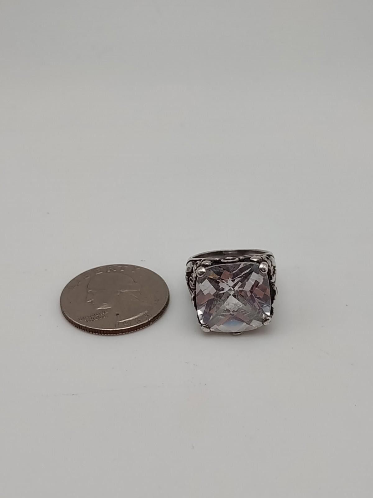 The Unbranded Brand Sterling Silver Butterfly Ring Large Clear Stone Sz 6 Size ONE SIZE - 3 Thumbnail