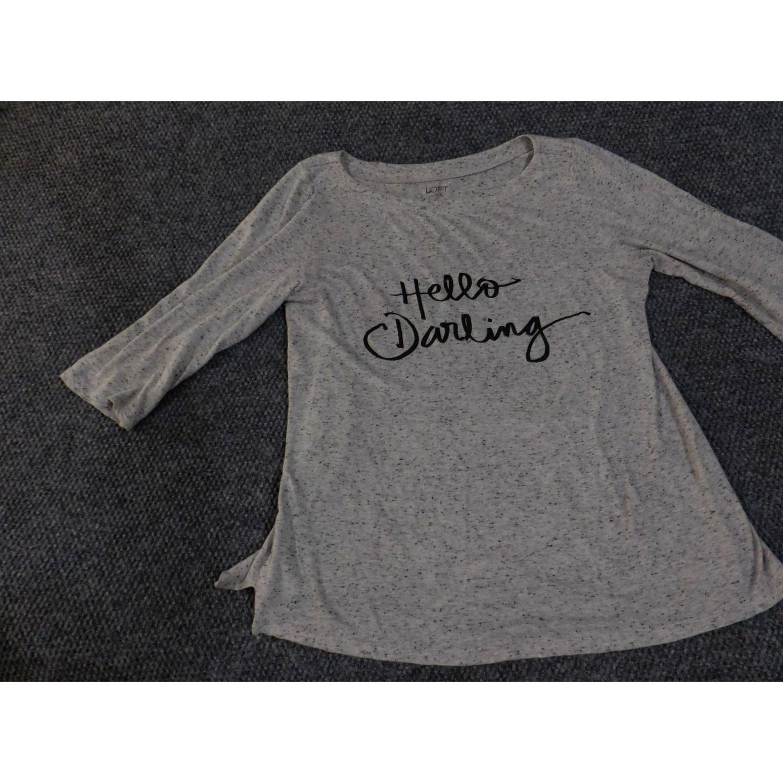 Loft VINTAGE LOFT Outlet Shirt Womens Large Gray Speckled Hello Darling 3/4 Sleeve Tunic Size L / US 10 / IT 46 - 3 Thumbnail