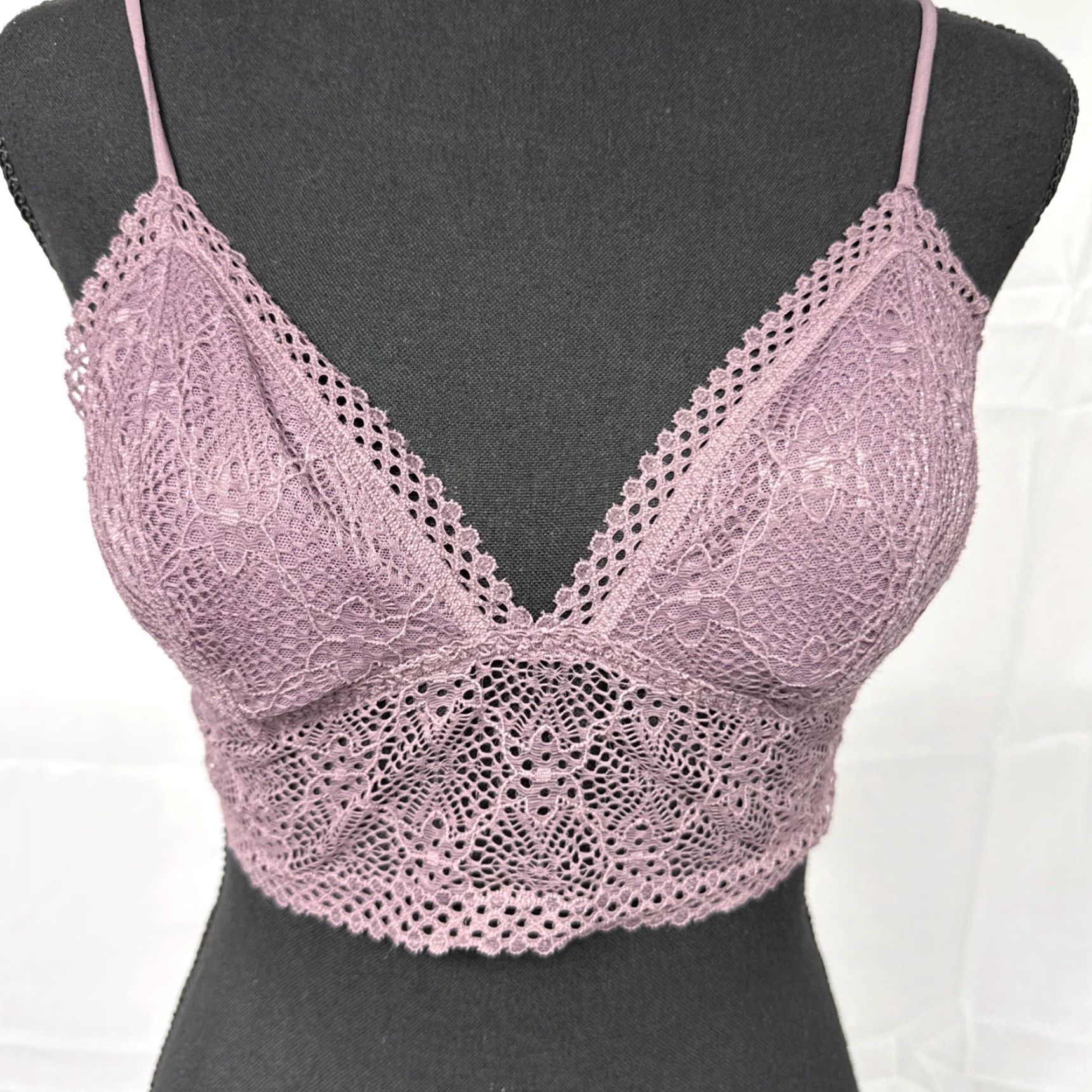 Victoria's Secret Victoria's Secret Long Line Bralette Strappy Lace Bra Crop Tank Crochet Medium Purple Size ONE SIZE - 2 Thumbnail