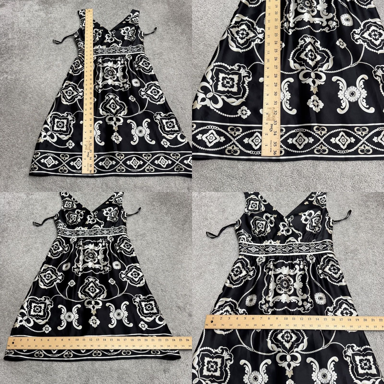 White House Black Market White House Black Market Silk Satin Paisley Damask A-Line Dress 4 Black White Damask Paisley Satin Silk Sleeveless Midi V-Neck Zip Dress Womens 4 XS? Size S / US 4 / IT 40 - 8 Thumbnail