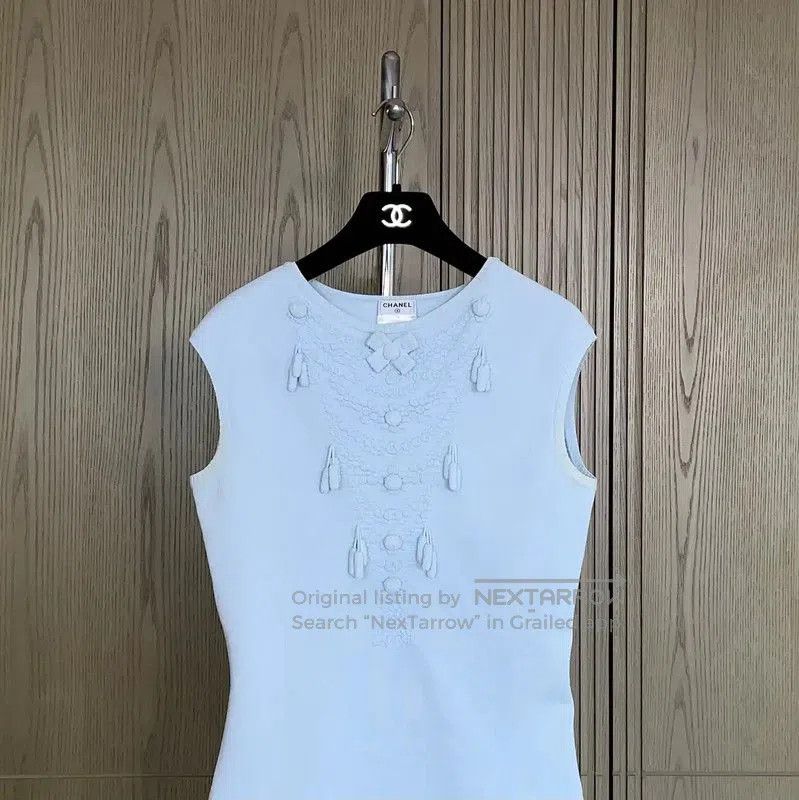 Chanel Chanel Light Blue Sleeveless Cotton Top . Size M / US 6-8 / IT 42-44 - 2 Thumbnail