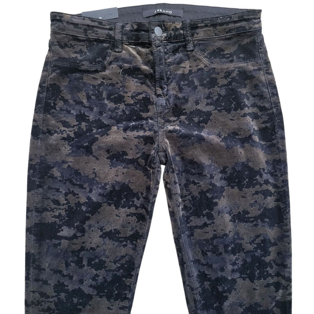 J Brand J. BRAND Women Olive Camo Velvet Super Skinny Mid-Rise Pants Size 28" / US 6 / IT 42 - 5 Thumbnail