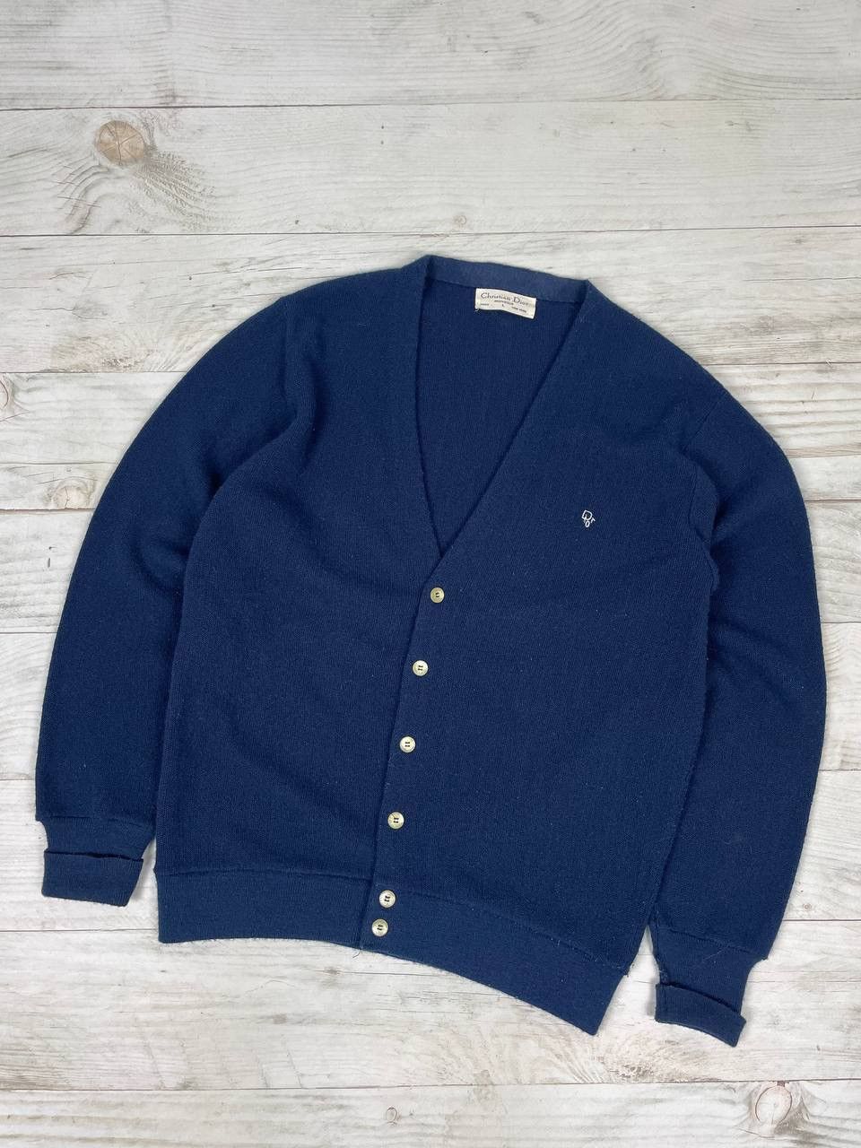 image of Vintage Christian Dior Monsieur Cardigan Sweater 90's Knit in Blue, Men's (Size Large)