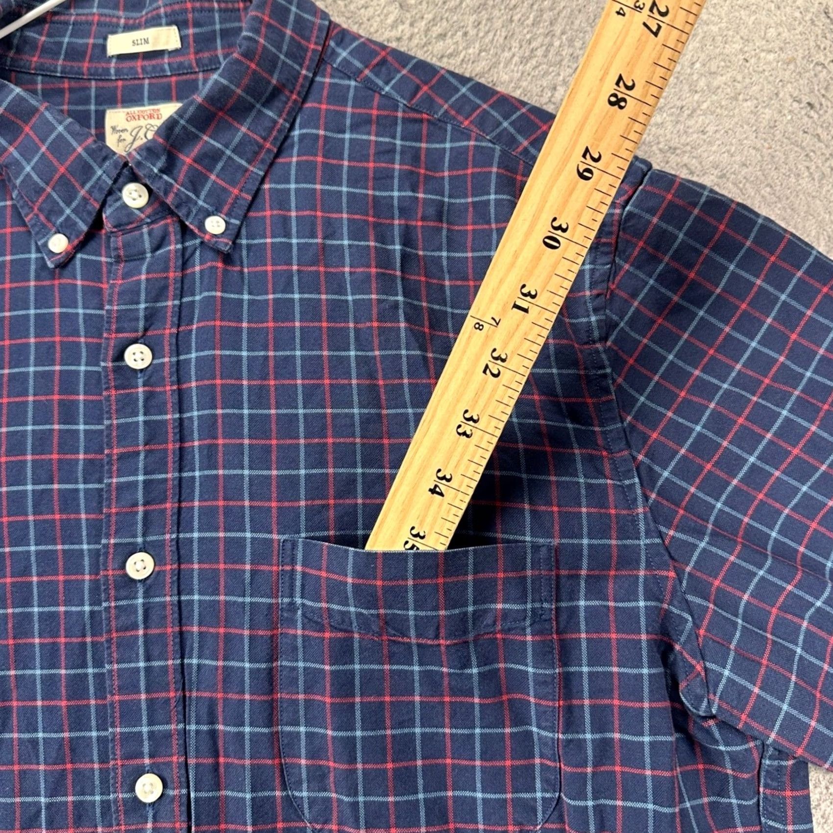 J.Crew J.Crew Mens Large Shirt Button Down Blue Red Plaid Slim Fit Pocket Button-Down Long Sleeve Casual Workwear Men Size US L / EU 52-54 / 3 - 6 Thumbnail