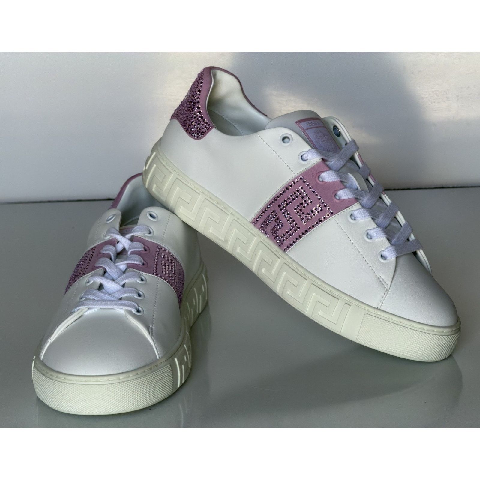 Versace Versace Crystal Greek Leather Sneakers 10.5 US 1013568 Size US 10.5 / IT 40.5 - 1 Thumbnail