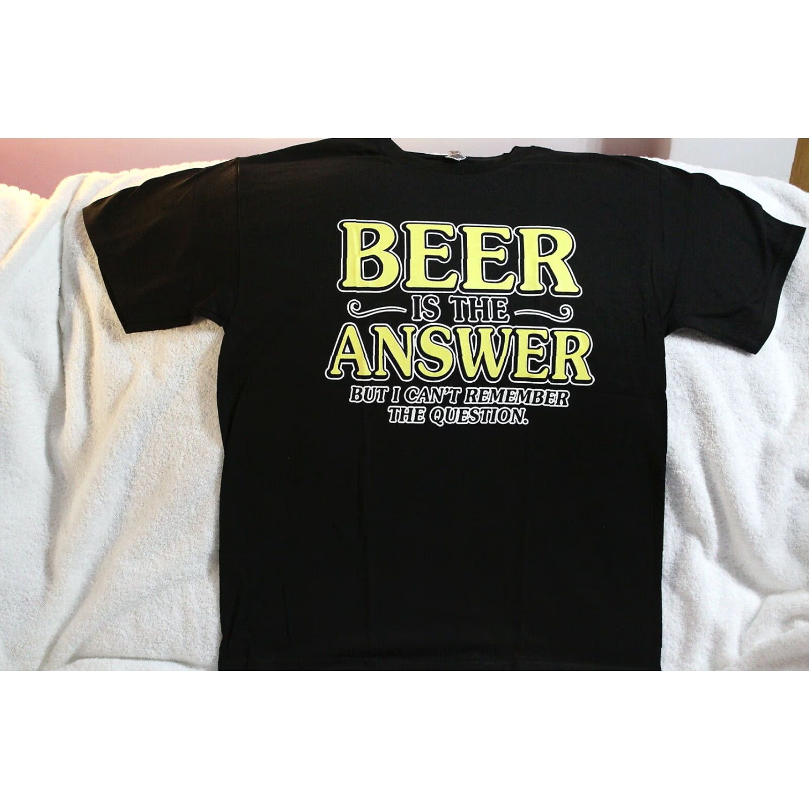 Vintage BEER IS THE ANSWER BUT I CAN'T REMEMBER THE QUESTION Funny T-Shirt Men’s Shirt Short Sleeve Black 100% Cotton L ALSTYLE APPAREL Mens Graphic Tee Size US L / EU 52-54 / 3 - 2 Thumbnail