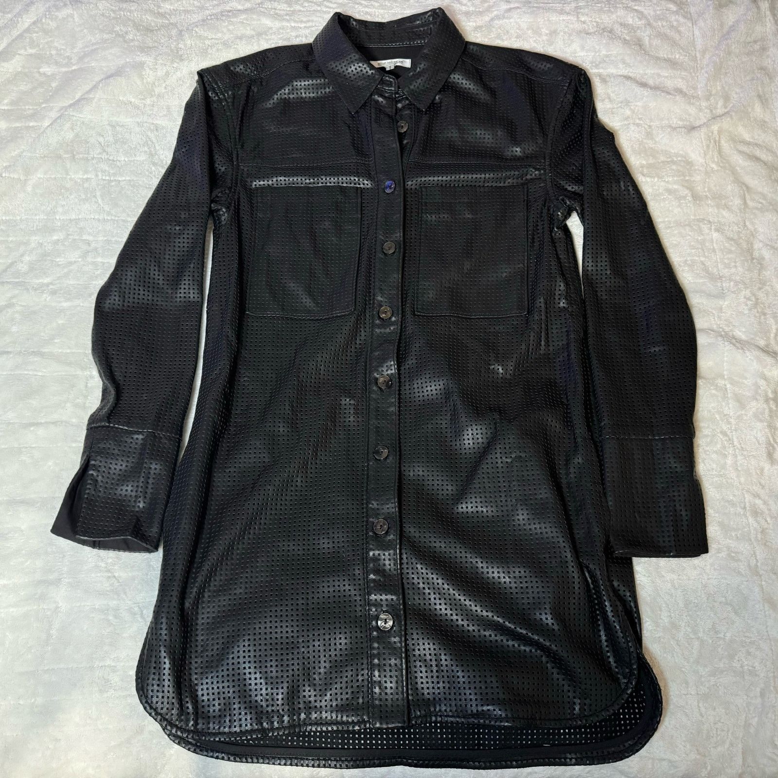 Good American Good American Nylon Button Up Blouse Black Women’s Size 1 Size XS / US 0-2 / IT 36-38 - 5 Thumbnail