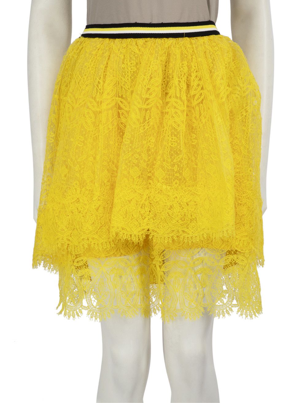 Ermanno Scervino Yellow Lace Pattern Mini Skirt Size 27" / US 4 / IT 40 - 1 Thumbnail