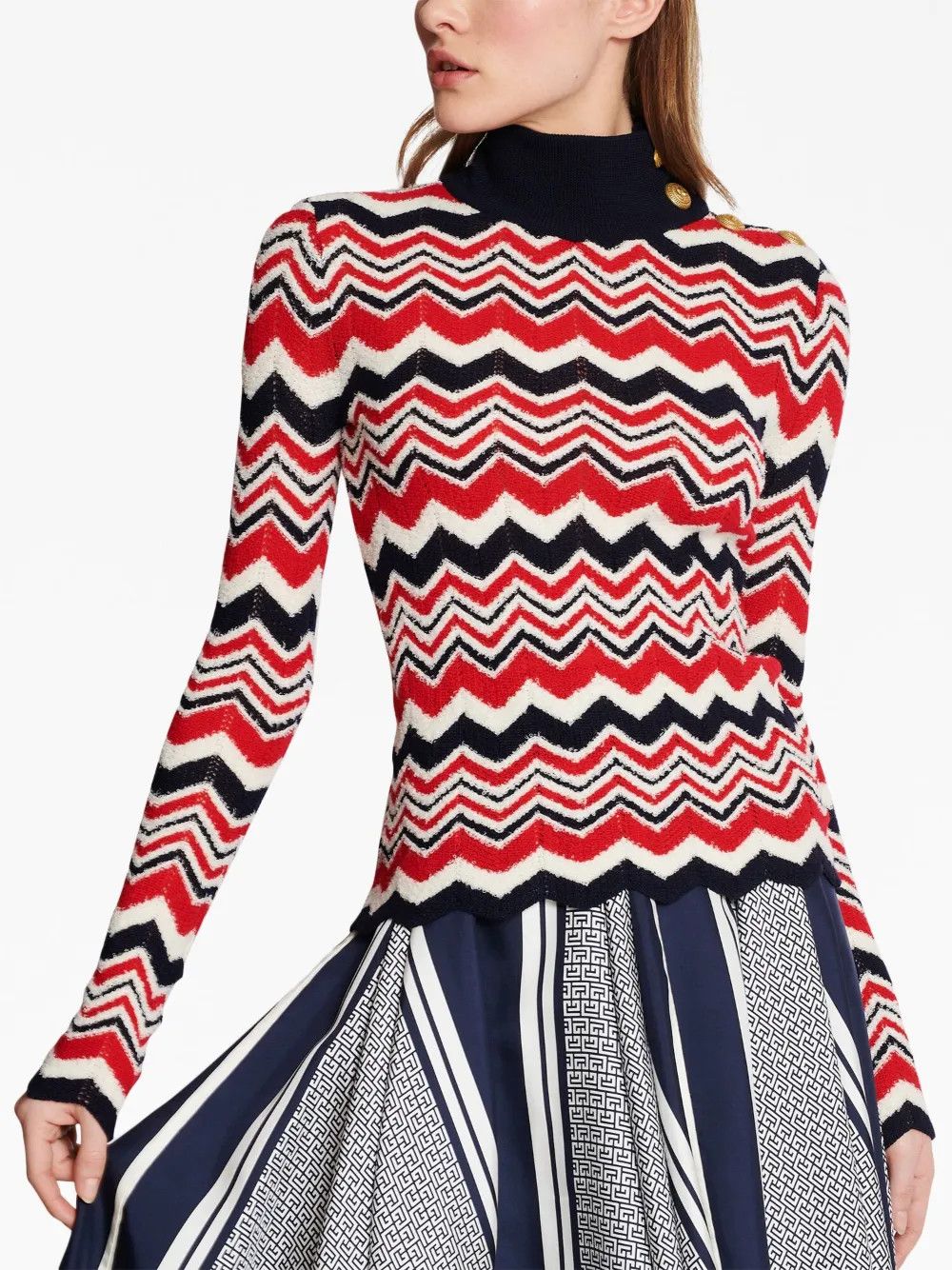 Balmain o1y0625 Turtleneck Sweater in Multicolor Size M / US 6-8 / IT 42-44 - 4 Thumbnail
