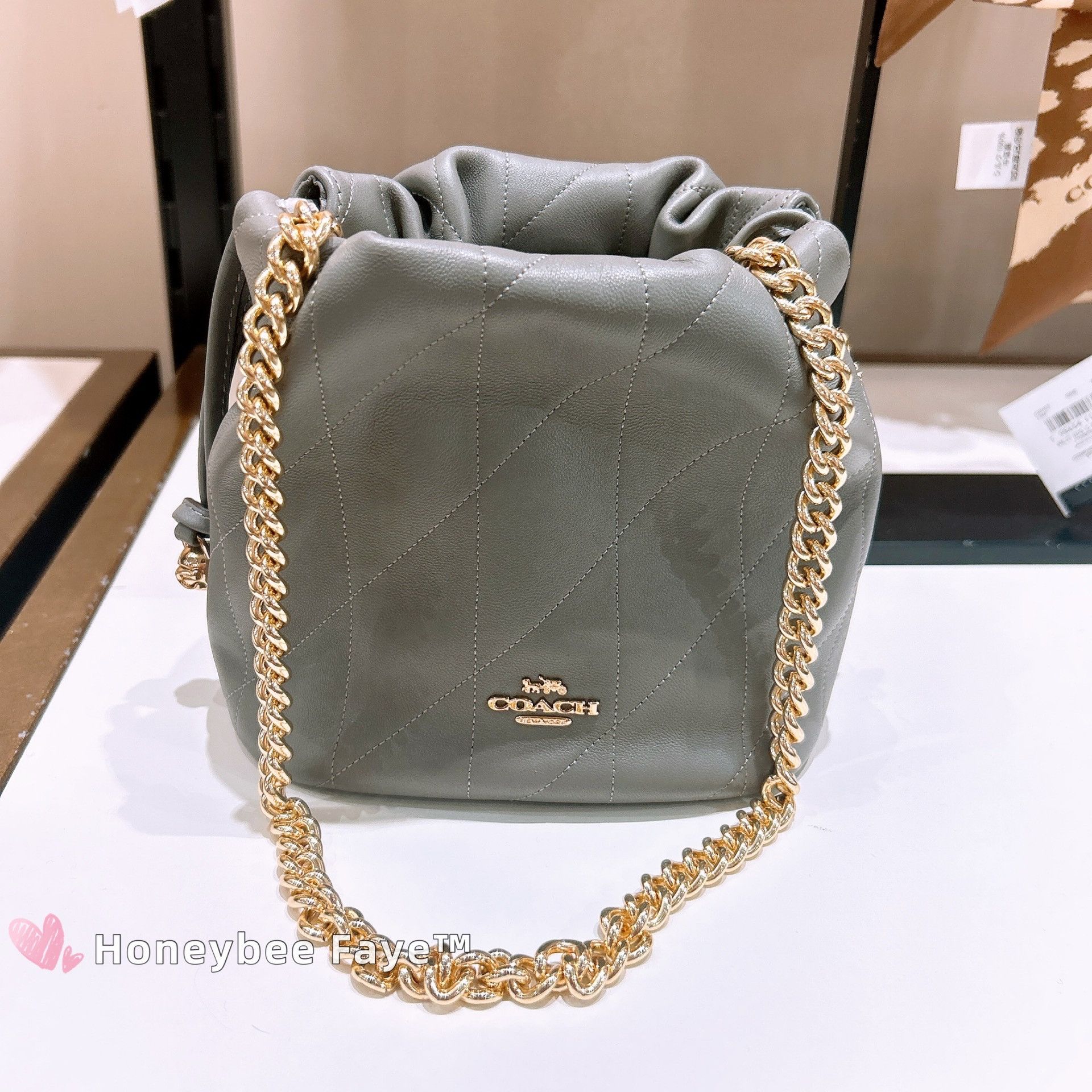 Coach Faye Mini Drawstring Bag With Quilting CDB69 Slate Size ONE SIZE - 1 Thumbnail